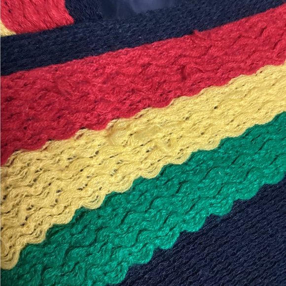 Elegant Black Rasta Poncho with Colorful Stripes - Picture 14 of 14